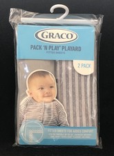 Graco Pack N Play Playard Fitted Sheets Pack of 2 Size 39 in x 27 in New Gray