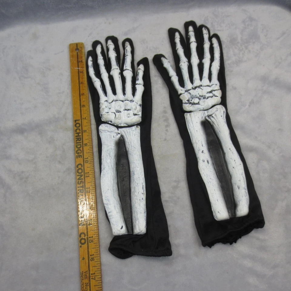 Fun World Guantes Esqueleto Con Huesos de Brazo Halloween Miedo Talla Adulto Foto 2 de 4