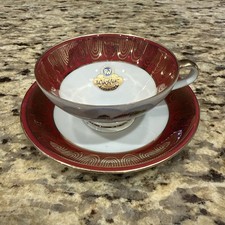 Rudolf Wachter Bavaria Germany Gold/Red Tässchen Coffee Cup & Saucer