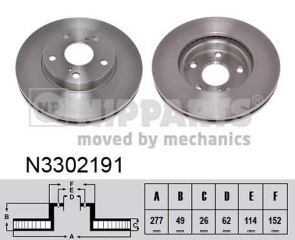 2X Nipparts Bremsscheibe N3302191 FüR Auris Toyota Corolla VAN NRE185_ NRE185R-image