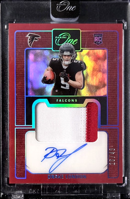 2022 Panini One Drake London /49 Premium Patch Auto Blue Rookie SP #123 RPA RC