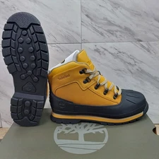 Timberland Euro Hiker Black Rubber Shell Toe Boots Brown Wheat Nubuck SZ 6.5 GS