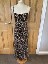Reformation Maxi Dress Slip Us 2 Uk 6 Leopard Animal Print Strap Party Occasion