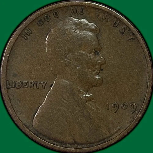1909-VDB Lincoln Wheat Cent Very Fine VF Coin #37513