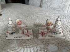 Napco 1962 Pair Of Angel Candle Holders repair on one. 
