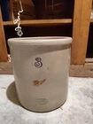 Red Wing 3 Gallon Stoneware Crock 10.62" Tall x 10.5" Diam 1900's Vintage