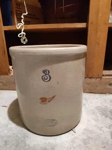 Red Wing 3 Gallon Stoneware Crock 10.62" Tall x 10.5" Diam 1900's Vintage