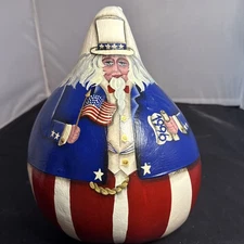 Patriotic Uncle Sam Terra Nova Gourd Works Signed