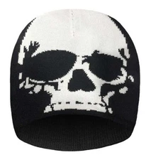 That's A Wrap Unisex Woven Megamind Skull Knit Beanie Cap - Black & Gray