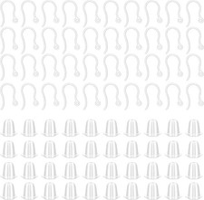 100 PCS Clear Plastic Earring Hooks, Anti Allergy Ear Wire Plastic Earrings with