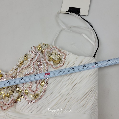 Mac Duggal Ivory/Nude Mermaid Beaded Dress Sz 6 White Floral W/ Train - Picture 5 of 20