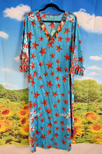 ANTICA SARTORIA 2026 S/M SAMPLE V NECK CORAL & STAR LONG DRESS/MUMU/KAFTAN NWT