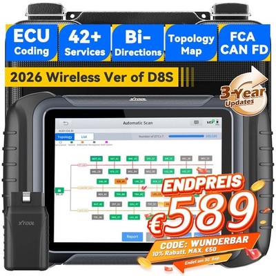 XTOOL D8W OBD2 Diagnosegerät Bidirektionale ECU Codierung Topologiekarte