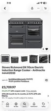 Stoves Richmond DX 110cm Electric Induction Range Cooker - black   444412033