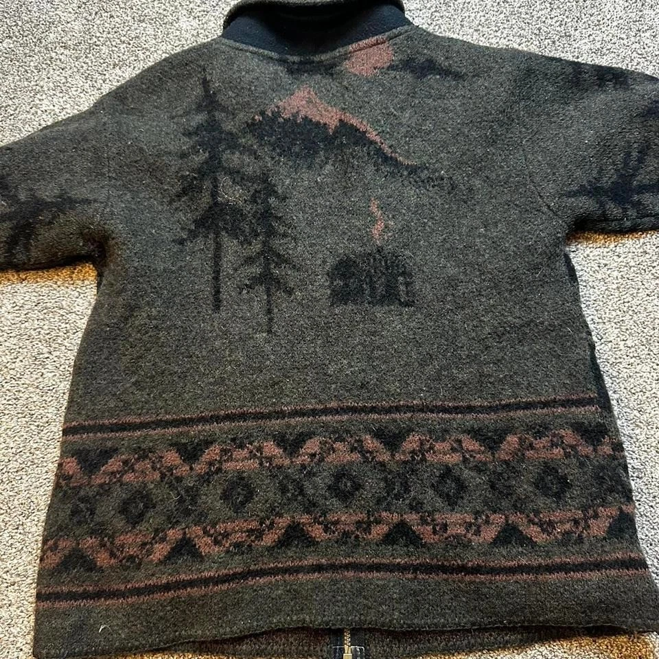 Chaqueta vintage Alpes naturaleza exterior lana cremallera completa talla pequeña LEER Foto 2 de 4