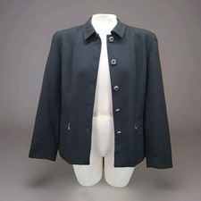 Rafaella 100 Wool Blazer Jacket Button Details Zip Front Pockets Sz 10 EUC