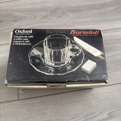Bormioli Oxford Coffee/Espresso Cups and Saucers Set of 6 Cups/8 Saucers w/Box
