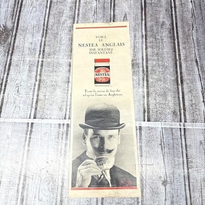 Nestle Nestea English Tea French Print AD 1963 Bowler Hat Mustache 