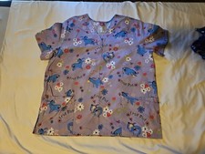 The Wonderful World Of Disney Women Scrub Top XL Purple Eeyore - True Blue