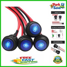Set of 4 Blue LED Lighted Waterproof Rocker Switches 12V for Vehicles More