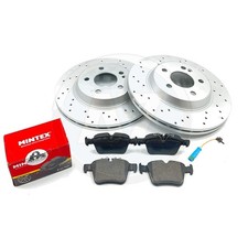 FOR MERCEDES C180 AMG SPORT DRILLED REAR BRAKE DISCS MINTEX PADS SENSOR 300mm