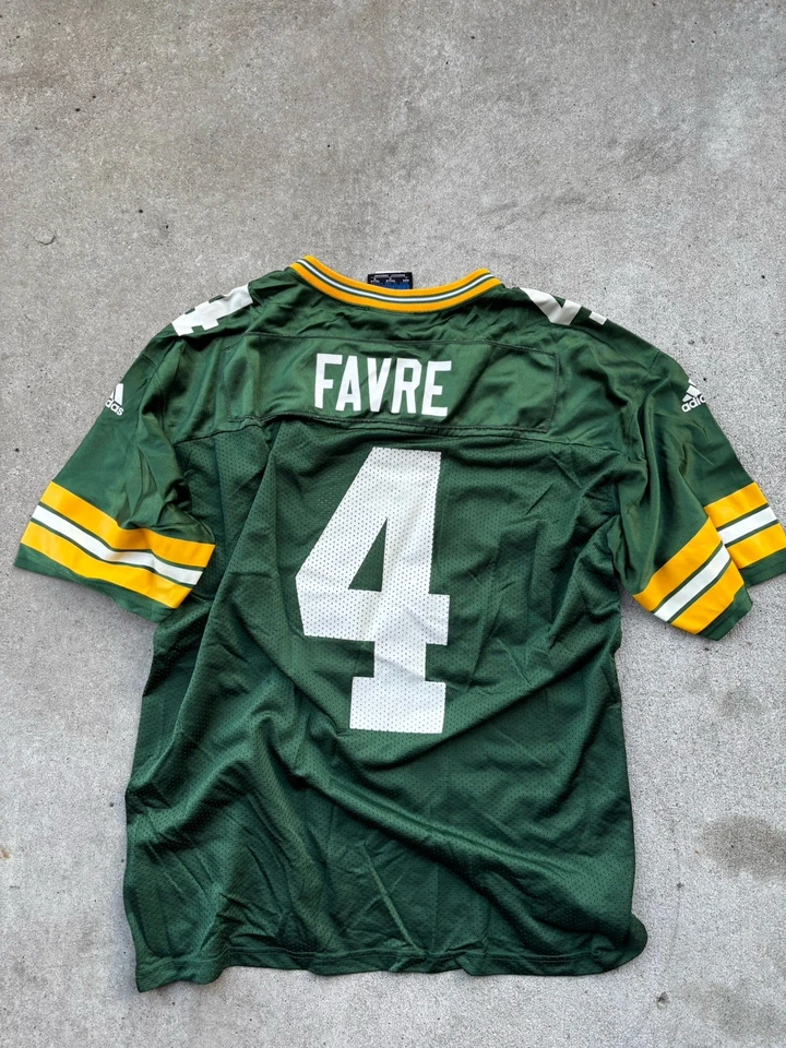 Camiseta de fútbol americano vintage de los 90 Adidas Brett Favre #4 Green Bay Packers NFL para hombre L Foto 3 de 3