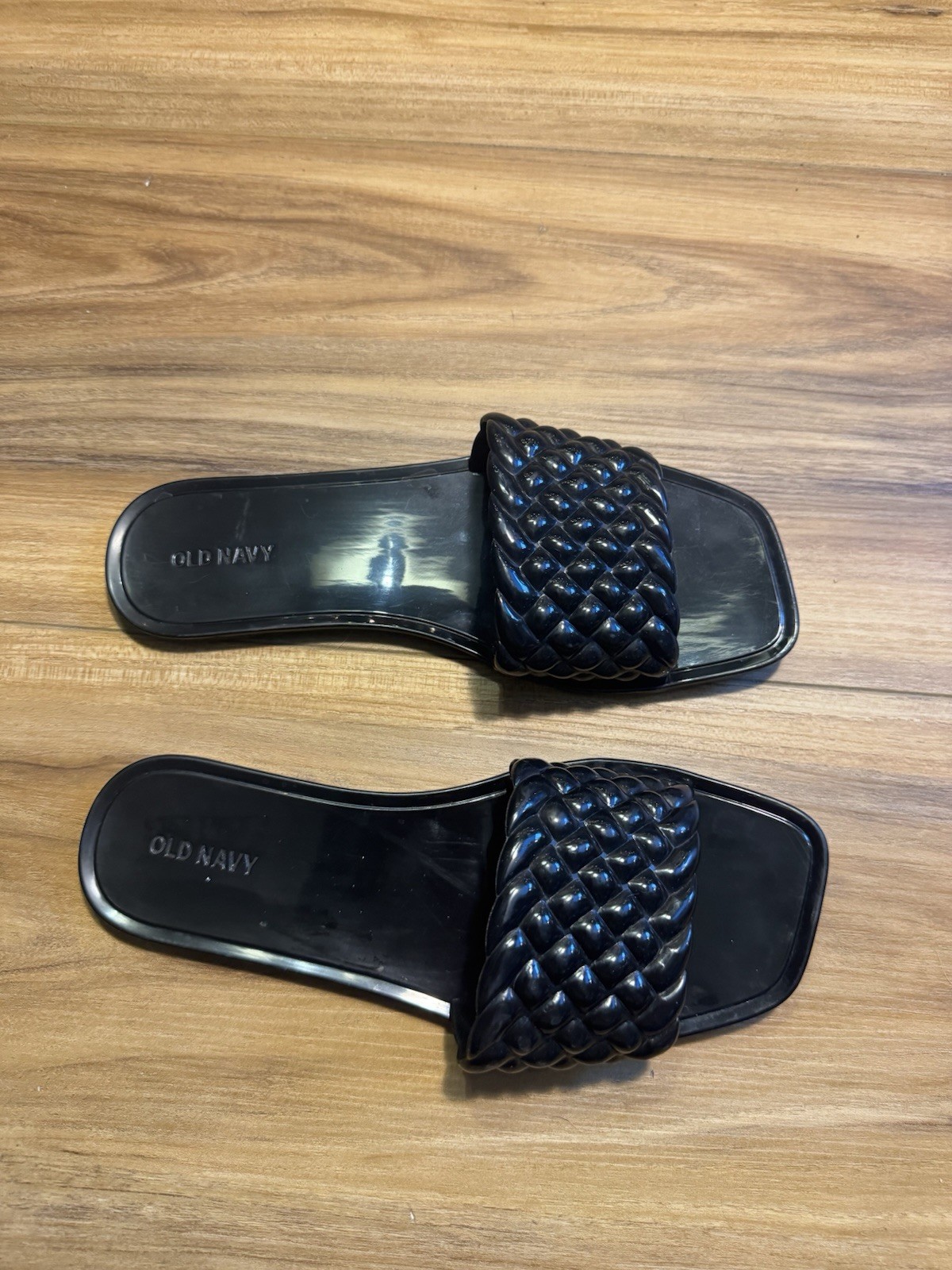 Old Navy Brand Black Women's Slides Size 8 With A Braid Design Strap