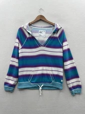 Vtg Y2K American Eagle Outfitters Women’s Medium Striped Henley Hoodie