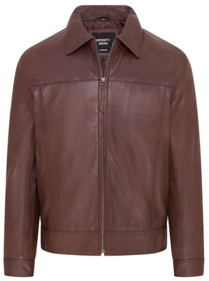 Herren Braun Retro Braun 100% Nappaleder Harington Biker Jacke