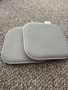 16x16” Gray Textured Memory Foam Chair Seat Cushions Set Of 2
