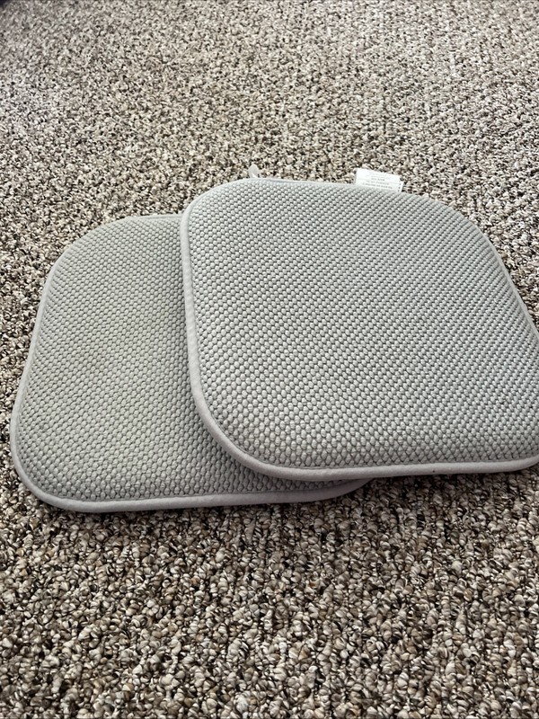 16x16” Gray Textured Memory Foam Chair Seat Cushions Set Of 2