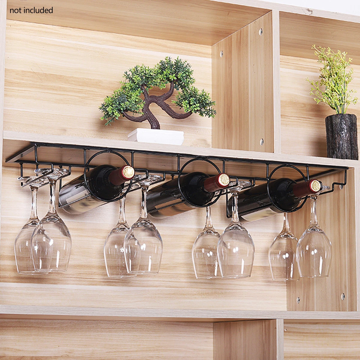 4/8 Slots Wine Glass Rack Holder Storage Drying Rack Hanger Hanging Bar US