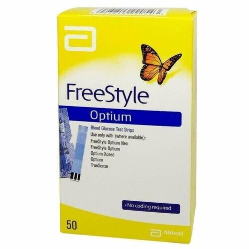Abbott FreeStyle Optium 50 Blood Glucose Test Strips Original - Sealed Packs - Picture 2 of 4