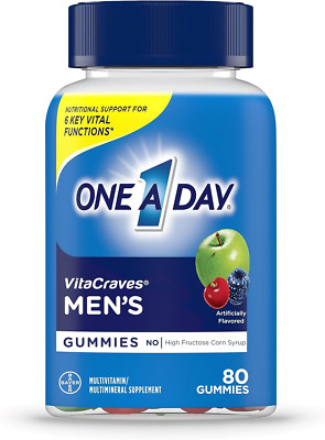 One A Day VitaCraves Men s Multivitamin Gummies, Vitamin A, C, D, E, 80 Count