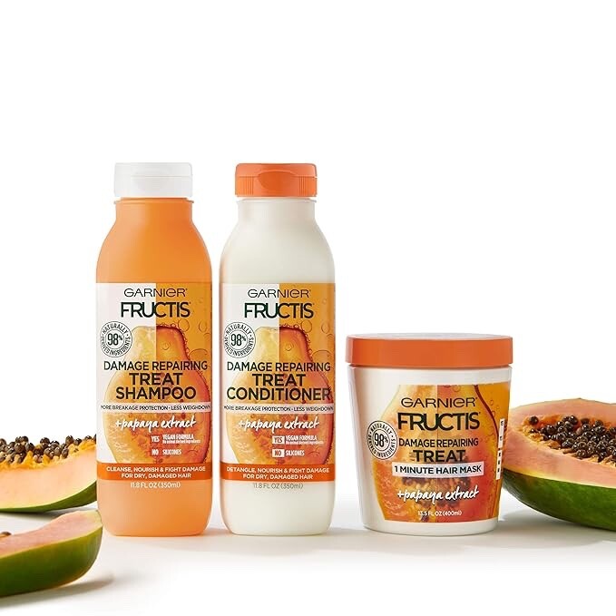 Garnier Fructis Damage Repairing Treat Papaya Extract Hair Mask, 3.4 fl