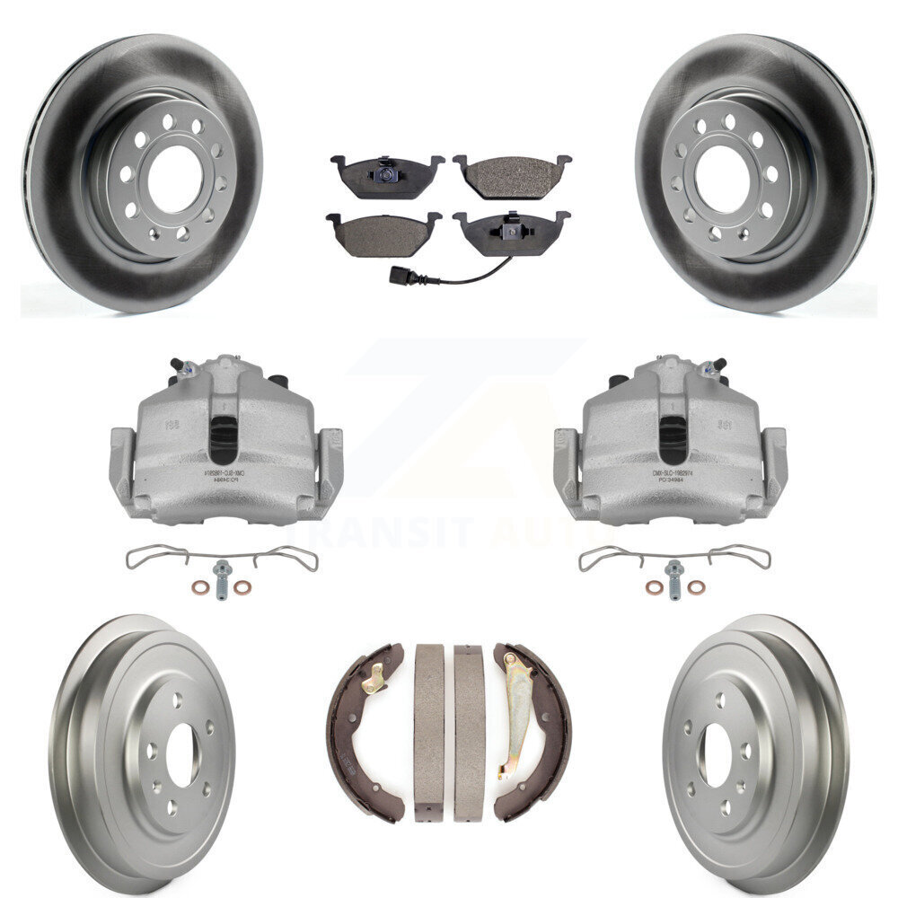 High-Performance Front Rear Disc Brake Caliper Coated Rotors Drums Semi-Metallic Pads Kit