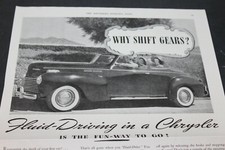 Vintage 1940 Chrysler Convertible Fluid-Drive  automobile AD