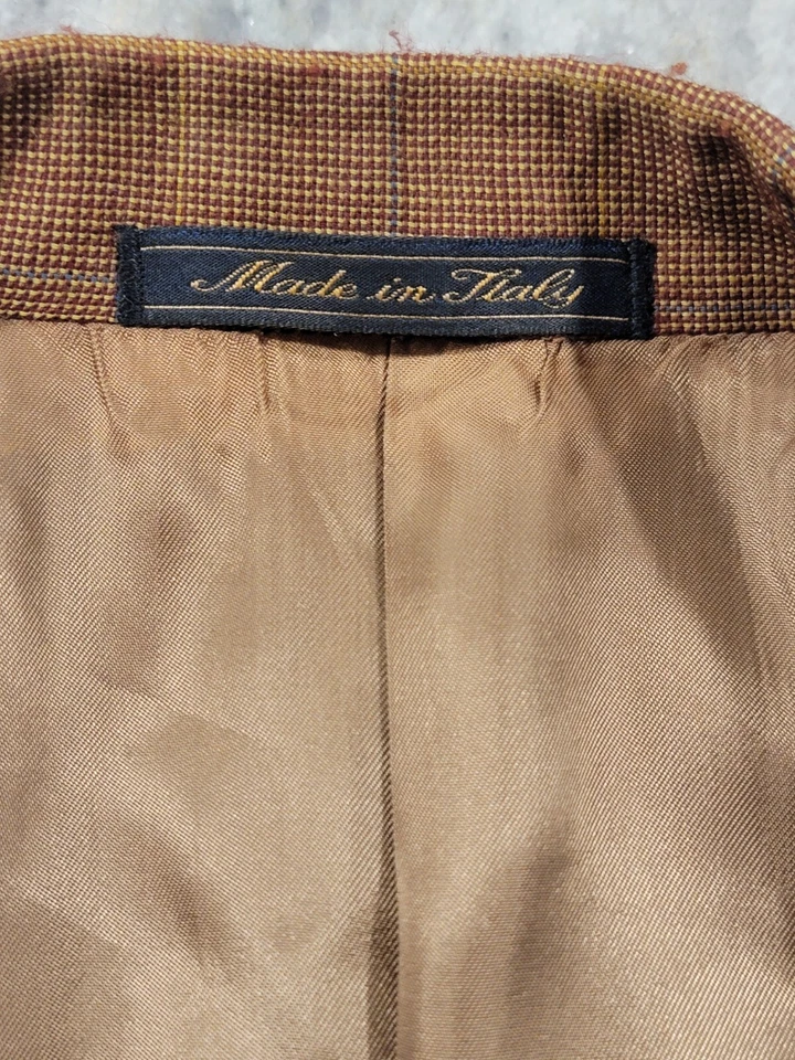 40R Men's Vintage Trussini Italian Blazer Copper Saddle Brown Wool Sport Coat - Image 2 of 4