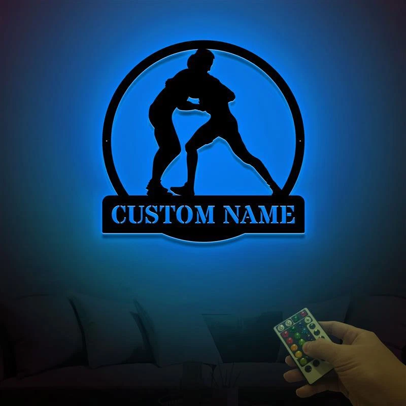 Arte de pared de metal deportivo de lucha libre personalizado con luces LED, letrero de lucha libre Foto 2 de 4
