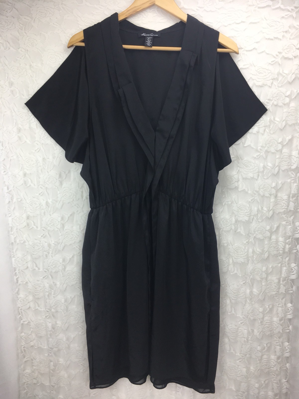 Cole New York Winged Sleeve Little Black Dress POCKETS Women’s