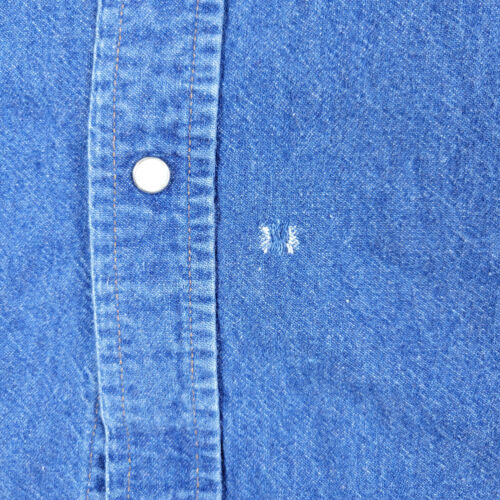 Vintage Wrangler Western Denim Shirt Mens 2XL 19-35 Big Blue Pearl Snap USA - Picture 8 of 10