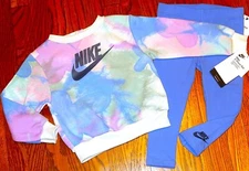 NIKE SPORT AUTHENTIC BABY GIRLS ORIGINAL BRAND NEW 2Pc LEGGINGS SET Size 12M NWT