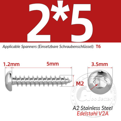 Blechschrauben 2,2x16 50 Stück DIN 7981 – Linsenkopf Edelstahl