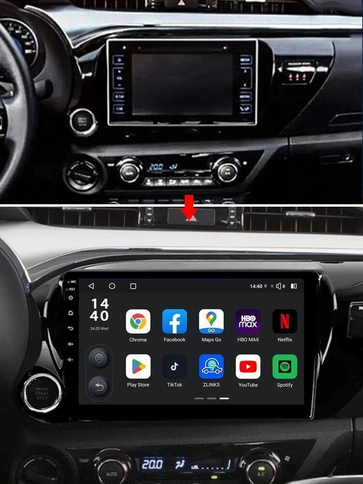 For Toyota Hilux 2016-2021 10.2" Android CarPlay BT Car Radio Navi GPS 8+128GB - Image 2 of 4