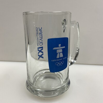 Libbey Heavy Bottomed Blue 2010 Vancouver Winter Olympics Glass Mug 5 1/2'' Tall