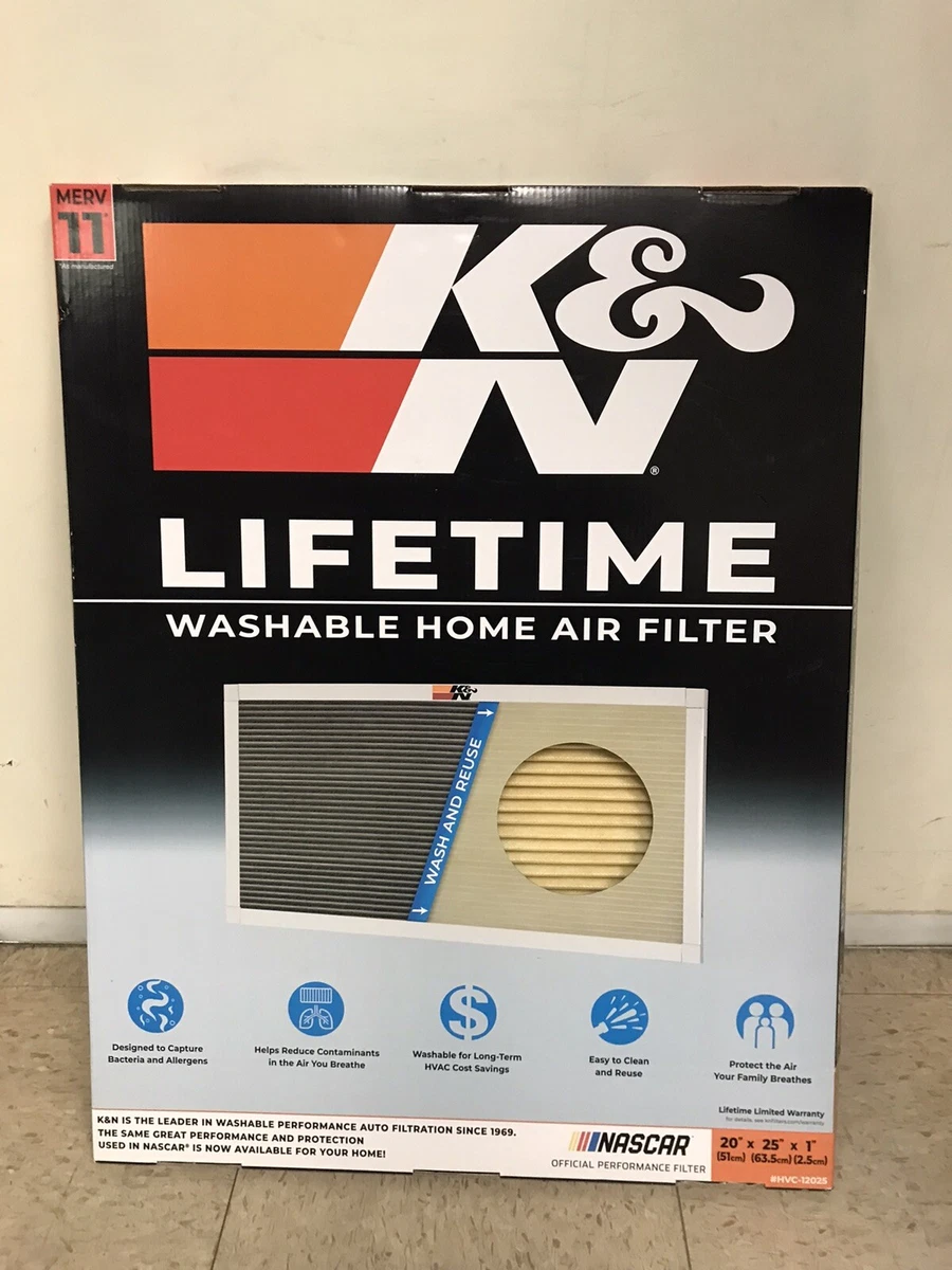 K N 20x25x1 HVAC washable Furnace Air Filter Lifetime Usage Merv