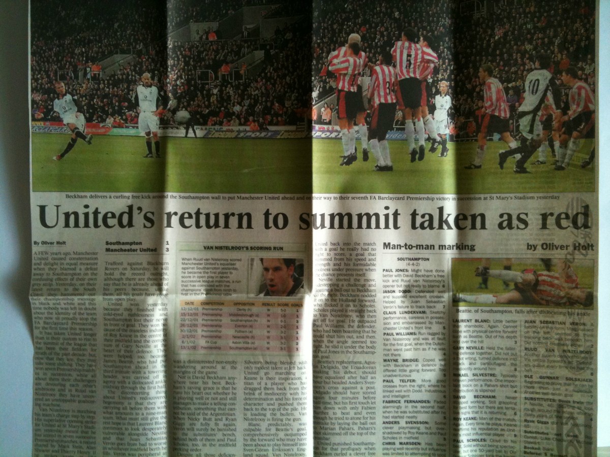 MINT 2001/02 Southampton v Manchester United Premier League with