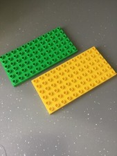 Lego Duplo Baseplate x 2. 6x12 stud.  Crack in side edges. Part number 4196