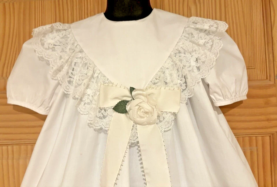 Vestido Completo Vintage Peaches N Cream Blanco Cuello Grande Encaje Volantes Niñas 4 Foto 2 de 4