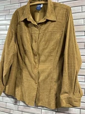 vintage venezia suede shirt 18 womens button up long sleeve brown Button Up